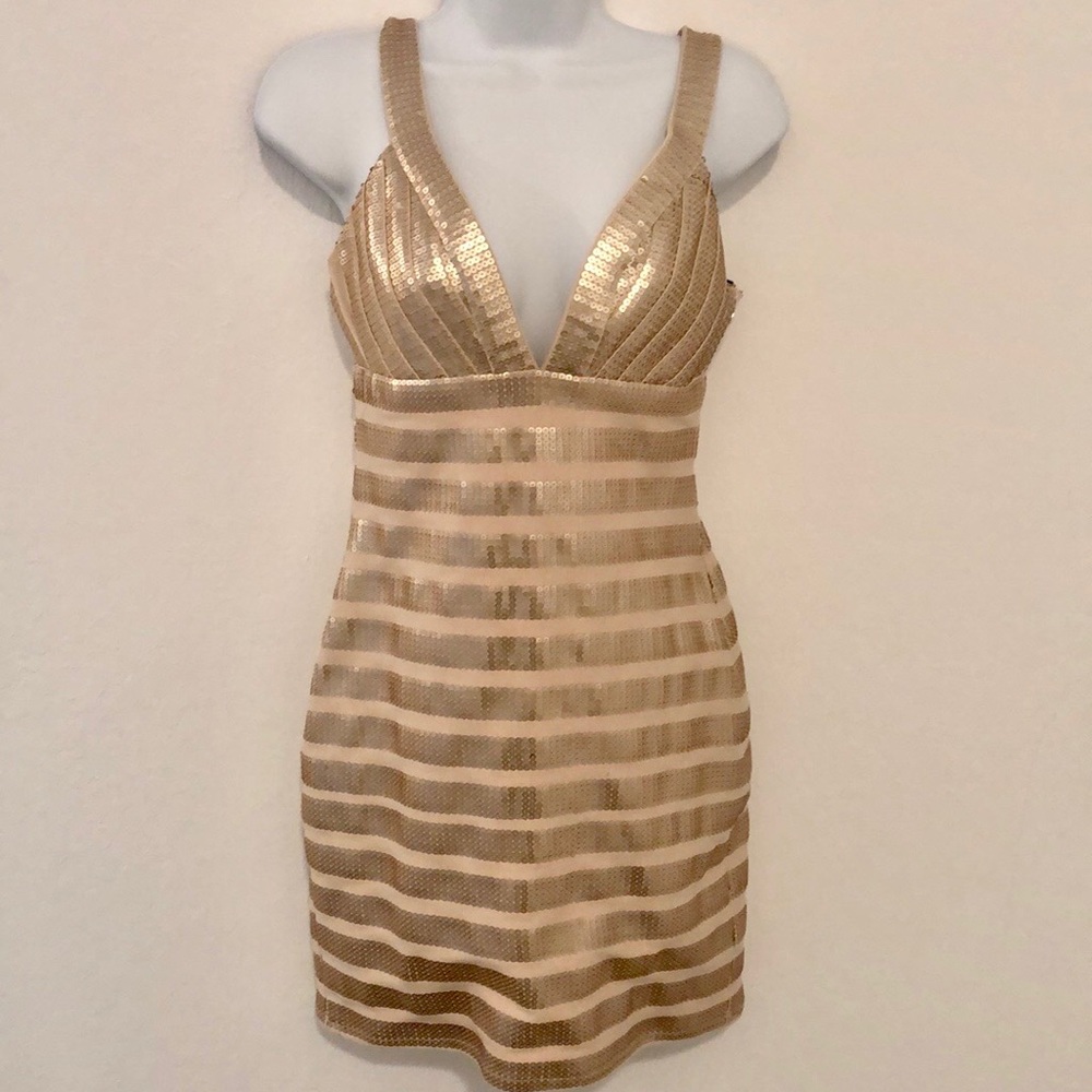 Bebe V-neck Sequin dress